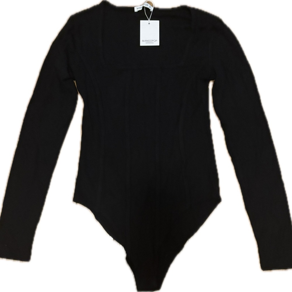 Mango Women's Elegant Black Bodysuit Sweater